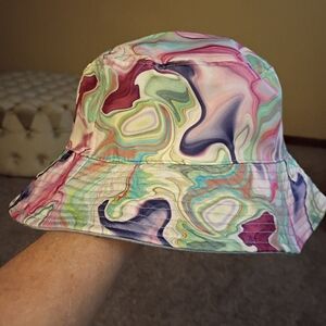 Reversible Bucket Hat, One Size, NWT, Light Blue/Multi Color
